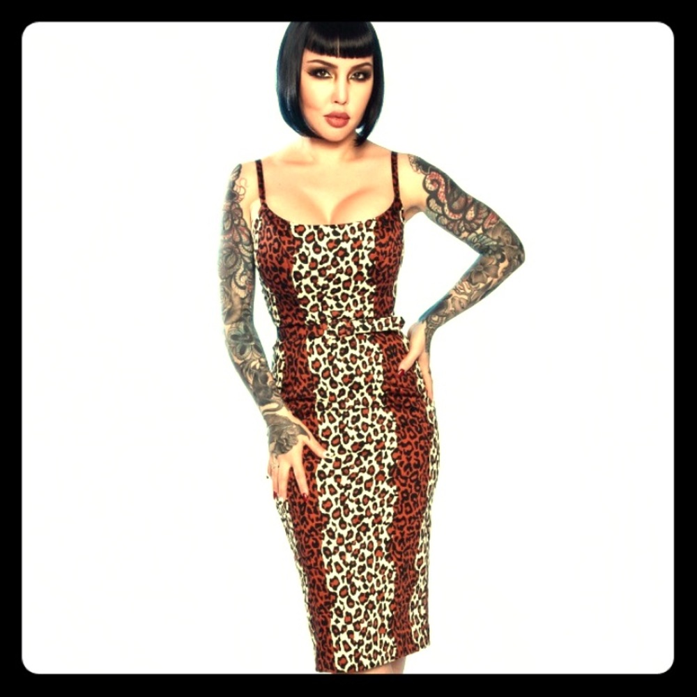 Pinup Couture Jenna Dress in Leopard Sateen